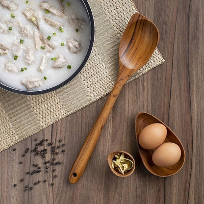 FAAY 13.5” Left-Handed Corner Wooden Spoon – Angled Teak Cooking Utensil for Left-Hand Use, Ergonomic Scraper & Stirring Spoon, Handcrafted Thai Teak, Safe for Nonstick Cookware
