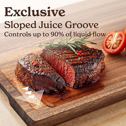 SMIRLY Wood Cutting Boards for Kitchen - Walnut Cutting Board with Handle and Juice Groove for Meal Prep, Serving, Charcuterie - Kitchen Gadgets, House Warming Gifts - Wooden Chopping Board Set of 2