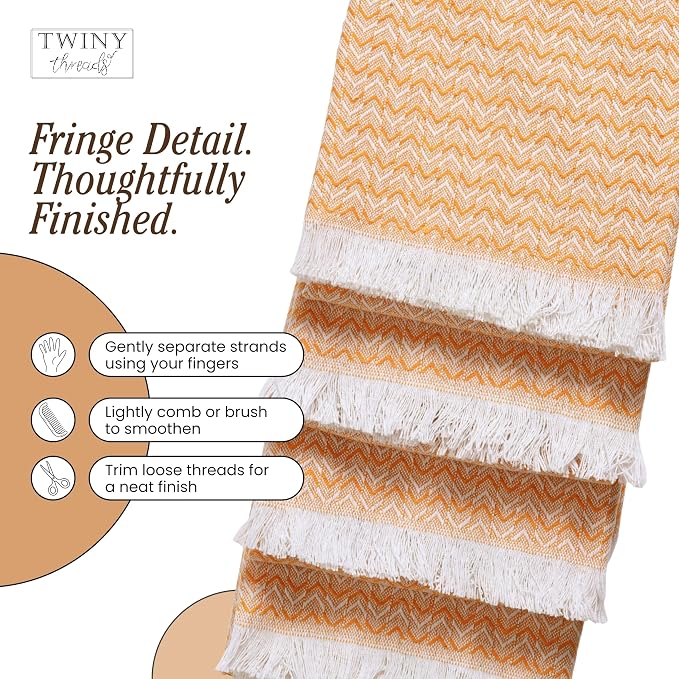 TWINY threads Kitchen Towel Chevron Design, Premium Large Kitchen Linen Set, 100% Cotton Dish Rags, Absorbent Quick Drying Wash Rag for Drying Dishes, Reusable, Set of 4, 16"x26" Inch, Mustard Yellow