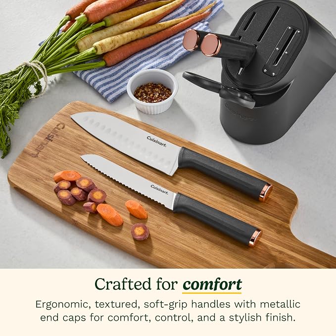 Artisan Elite Stainless Steel Cutlery 6 Piece Knife Block Set, Black