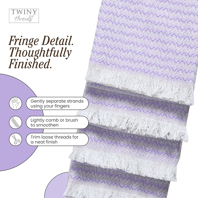 TWINY threads Kitchen Towel Chevron Pattern, Premium Large Kitchen Linen Set, 100% Cotton Wash Rags, Absorbent Quick Drying Cloths, Washable Reusable Multi Purpose, Set of 12, 16x26 Inches, Lavender