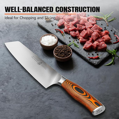 TUO Kiritsuke Chef Knife, 8.5 inch Asian Kitchen Knife for Cutting Fish & Meat, High Carbon German Steel Japanese Blade-Type with Ergonomic Handle