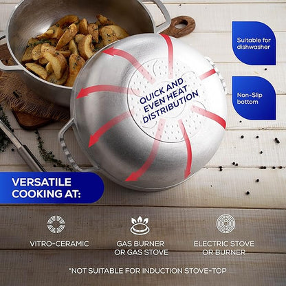 Universal 6.3 QT Caldero – Traditional Cast Aluminum Cooking Pot with Lid, 18 Cup Rice Pot for Soups, Stews, Beans & Everyday Family Cooking