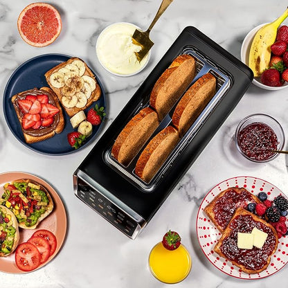 Inspirex Touch Screen Toaster - 4 Slice, 2 Extra Long Slots - 5 Bread Types and 6 Browning Levels - Defrost, Reheat, Favorite, & Single Slot Modes - For Toast, Bagels, & Waffles – Black
