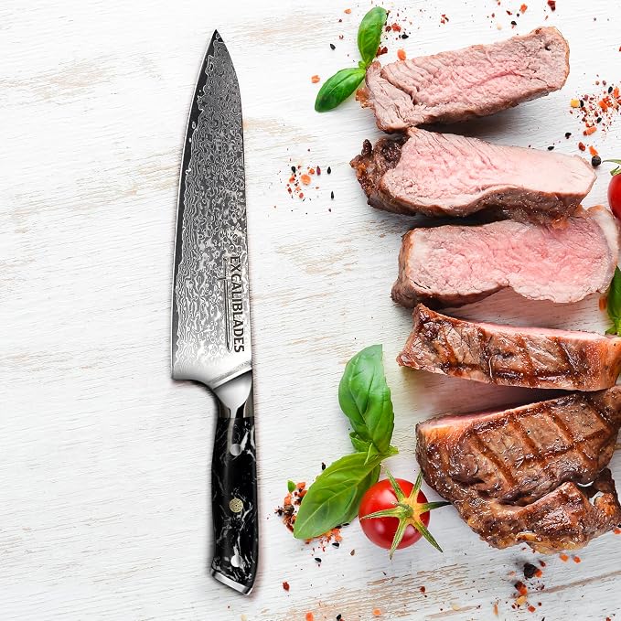 8” Chef Knife – VG10 Damascus Steel Kitchen Knife, Razor Sharp Professional Cooking Knife with Ergonomic G10 Handle, Luxury Gift Box & Sheath, Gift for Home Chefs