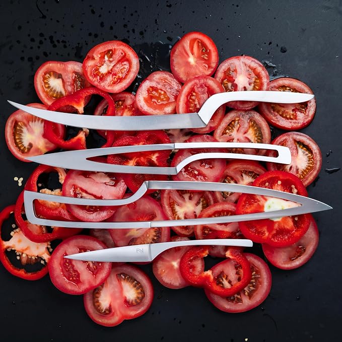 NestKnife Magnetic Kitchen Knife Set - 4 Piece VG10 High Carbon Stainless Steel Kitchen Knives with Patented Space-Saving Nesting Design & Magnetic Block - Ultra Sharp Professional Chef Knife Set