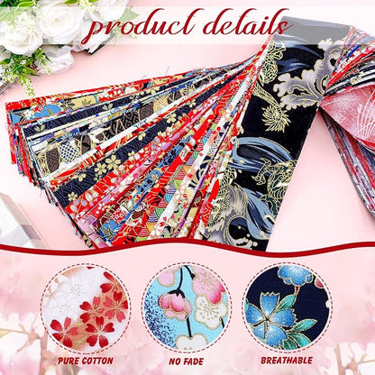 Kingdder 70 Pcs Japanese Jelly Fabric Quilting Strips, Patchwork Roll 2.55 Inch Roll up Cotton Patchwork Jelly Fabric Craft for Quilters and Sewing DIY Crafts