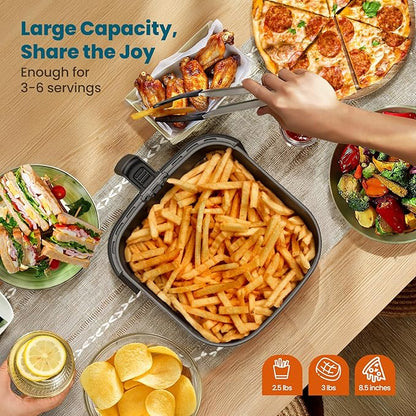 Nuwave Brio 10-in-1 Air Fryer, 6 QT Airfryer Capacity with Smart Probe, Roast Grill Bake for Fast Meals, One-Touch Digital Controls, Powerful 1800W Fryer, 100 Recipes, Removable Divider & Grill Pan