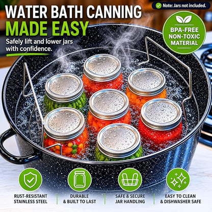 Supa Ant Canning Supplies Starter Kit- Canner Accessories with Canning Rack for Jars, XL Ladle,Wide Mouth Jar Funnel,Jar Lifter and Wrench,Bubble Popper/Measurer,Lid Lifter,Kitchen Tongs (Lavender)