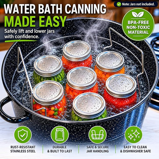 Supa Ant Canning Supplies Starter Kit- Canner Accessories with Canning Rack for Jars, XL Ladle,Wide Mouth Jar Funnel,Jar Lifter and Wrench,Bubble Popper/Measurer,Lid Lifter,Kitchen Tongs (Lavender)