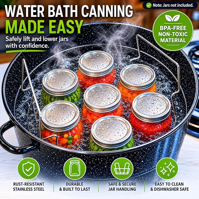 Supa Ant Blue Canning Supplies Starter Kit-10 pc Canner Accessories with Canning Rack for Jars, XL Ladle, Wide Mouth Jar Funnel, Jar Lifter & Wrench, Bubble Popper/Measurer, Lid Lifter, Kitchen Tongs