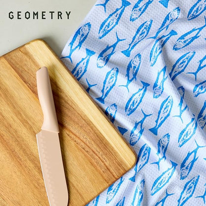 GEOMETRY Tea Towels – Spring & Summer Collection – Quick-Dry, Ultra-Absorbent, Reusable Microfiber Kitchen Towels for Drying & Cleaning - Coastal Catch - 1 Pack