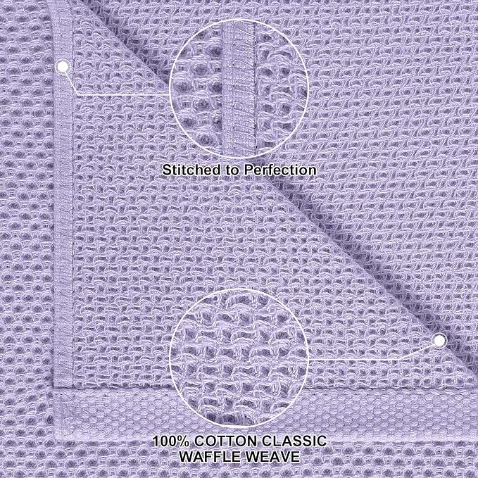 Homaxy 100% Cotton Kitchen Towels and Dishcloths Set, 12 x 12 Inches and 13 x 28 Inches, Set of 8 Bulk Kitchen Towels Set, Ultra Soft Absorbent Dish Cloths for Washing Dishes, Lavender