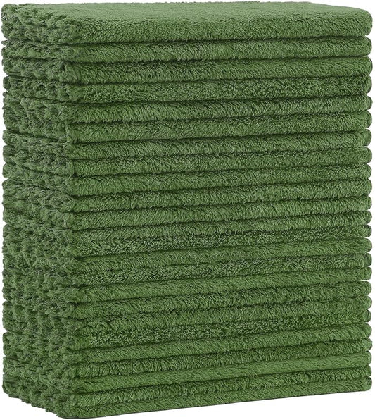 Kitinjoy 24 Pack Kitchen Cloths Dish Towels (7" x 9", Grass Green), Super Soft and Absorbent Dish Cloths, Nonstick Oil Fast Drying Coral Velvet Microfiber Cleaning