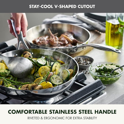 GreenPan Valencia Pro Tri-Ply Stainless Steel 10" & 12" Frying Pan Skillet Set, Induction Ready, Mirror Finish, Dishwasher Safe & Oven/Broiler Safe to 600F, Compatible with All Cooktops