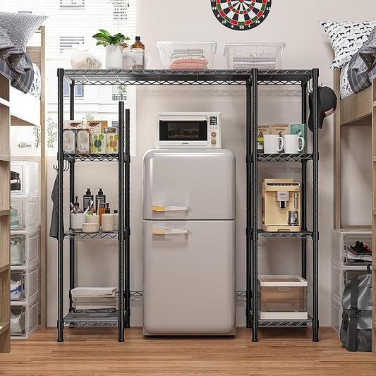 REIBII Mini Fridge Stand,Small Refrigerator Storage Shelves,4 Tier Space-Saving Coffee Bar Cabinet, Adjustable Utility Microwave Stand Storage,Shelf for Dorm Kitchen Living Room,50.2Wx18.11Dx52.36H