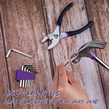 CARTMAN 39-Piece Home Tool Set Kit, Essential Household Hand Tools with Plastic Storage Case, Purple