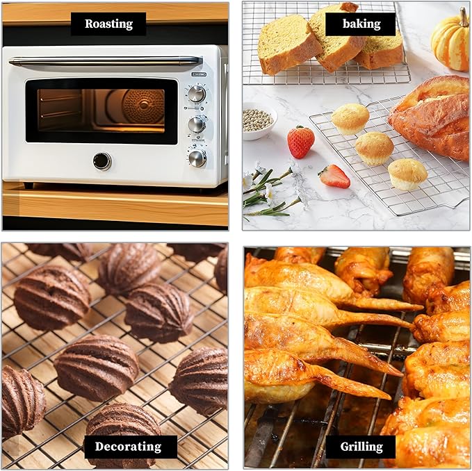 VRUIFA 2PCS Cooling Racks for Cooking and Baking, Stainless Steel Wire Rack Suitable for 10" x 15" Sheet Pan and Grilling, Roasting,Drying, Oven and Dishwasher Safe