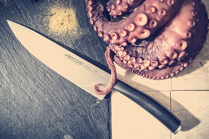Arcos Tango Series - 6" Kitchen Knife with Nitrum Stainless Steel Blade and Black Polypropylene Handle - Modern Design with Full Tang - Black Color