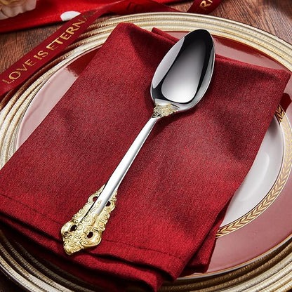 KEAWELL Gorgeous 5-Piece 18/10 Stainless Steel Hostess Serving Utensil Set, Dishwasher Safe (Gold Accent)
