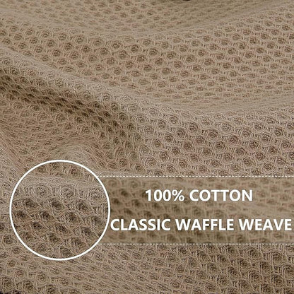 Homaxy 100% Cotton Waffle Weave Kitchen Dish Towels, Ultra Soft Absorbent Quick Drying Cleaning Towel, 13 x 28 Inches, 18-Pack, Tan
