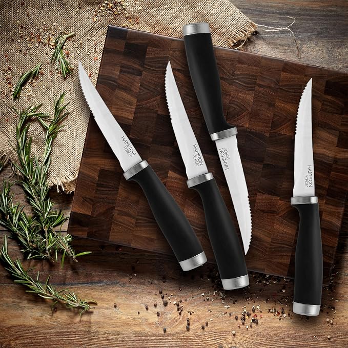 Hampton Forge Epicure–4PieceSteak KnifeSet–Black, Silver