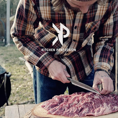Kitchen perfection Handmade Meat Cleaver Knife for Meat Cutting - Professional 7" Serbian Chef Knife Made of High Carbon Steel Hand Sharpen Butcher Knife with Leather Sheath, Unique Gifts for Men
