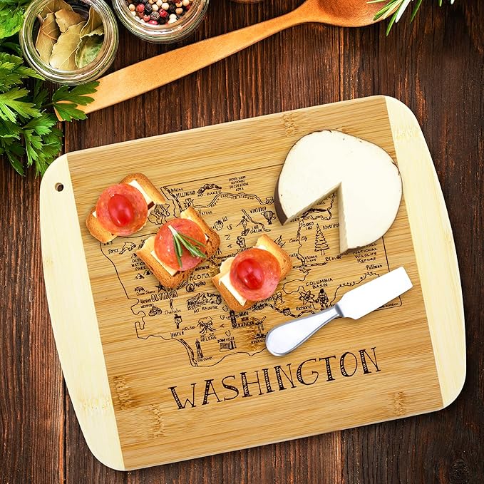 Totally Bamboo A Slice of Life Washington State Serving and Cutting Board, 11" x 8.75"