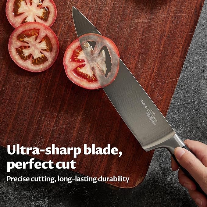 OAKSWARE 8 Inch Chef Knife, Ultra Sharp German High Carbon Stainless Steel Kitchen Knife, Full Tang Forged Professional Cooking Knife with Ergonomic Handle for Meat, Vegetables and Fruit