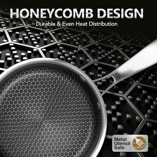 MICHELANGELO Stainless Steel Saucepan Set 1QT & 2QT, Premium Triple Ply Sauce Pan with Lid, Sauce Pot with Honeycomb Interior - 4pcs