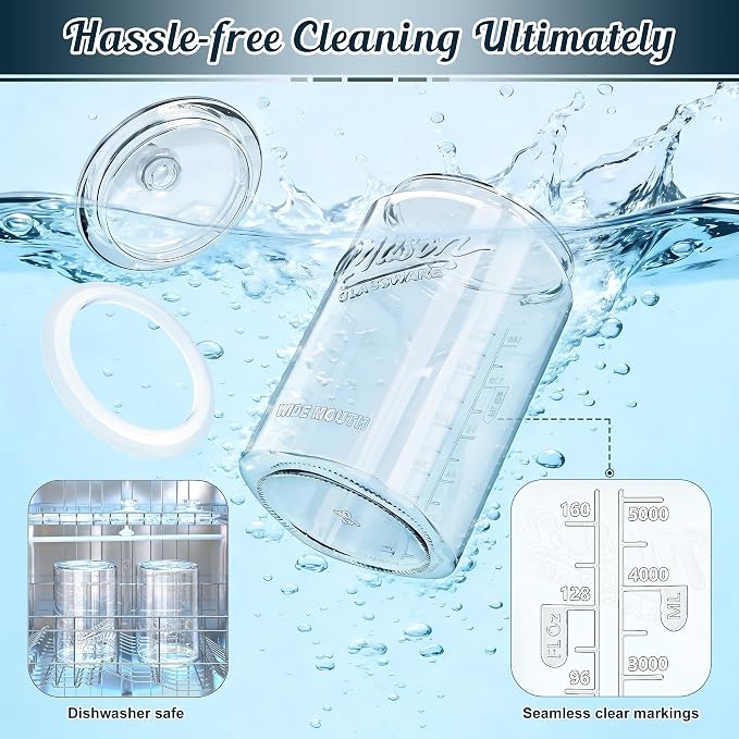 [NEW] Cookie Jars with Lids Airtight, 1.5 Gallon Large Glass Jar with Lid & Scale Mark, Heavy Duty Glass Canisters for Kitchen Counter, Pantry, Wide Mouth Mason Jar for Sugar, Dog Treat-2 PCS