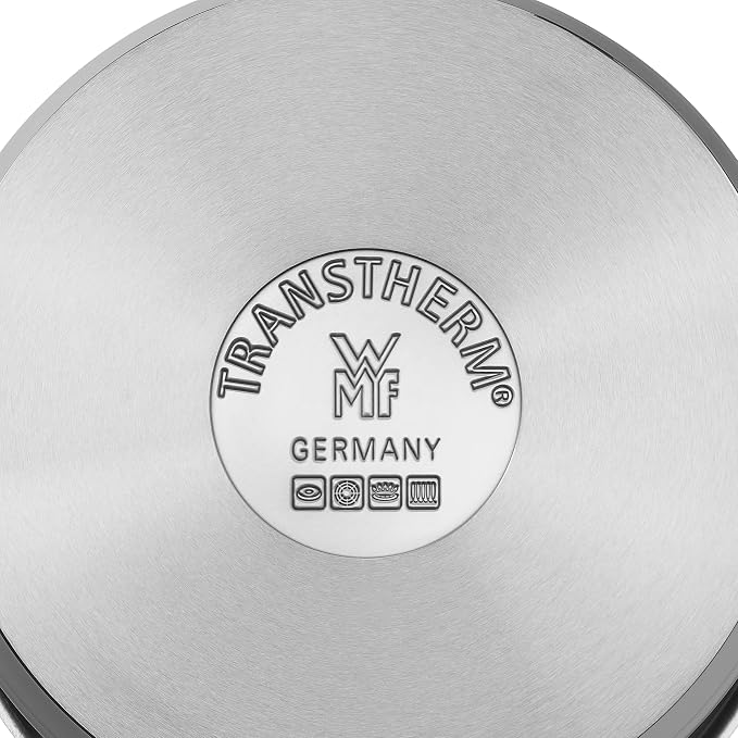 WMF Function 4 5-Piece Induction Saucepan Set, Glass Lid with 4 Pouring Functions, Polished Cromargan Stainless Steel, Induction Pots Set, Inner Scale