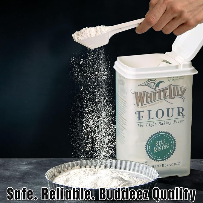 Buddeez Flour and Sugar Container - 3.25 Quart All Purpose Kitchen Organization and Storage Unit, Large Food Storage Container For Kitchen and Organizing Your Pantry (with Scoop)