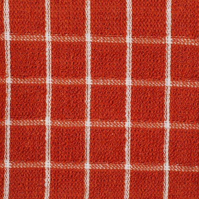 DII Basic Terry Collection Windowpane Dishcloth Set, 12x12, Spice, 6 Piece