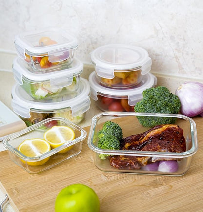 Bayco Glass Storage Containers with Lids, 9 Sets, Meal Prep Airtight Food Storage Containers for Food Storage with Lids - Leak Proof