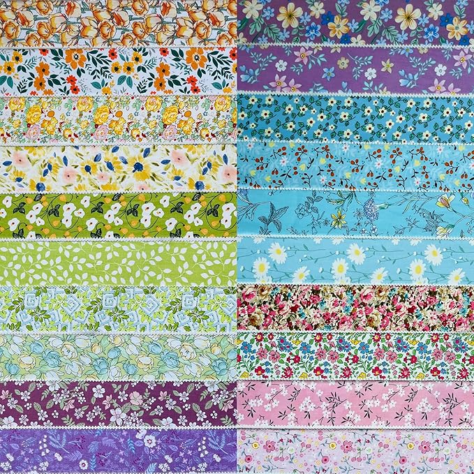 40 Strip Jelly Roll Fabric Strips for Sewing, 100% Cotton Fabric for Quilting Crafting, Precut Fabric Bundles, Patchwork Precut Quilt Squares-2.5" x 44" Rainbow