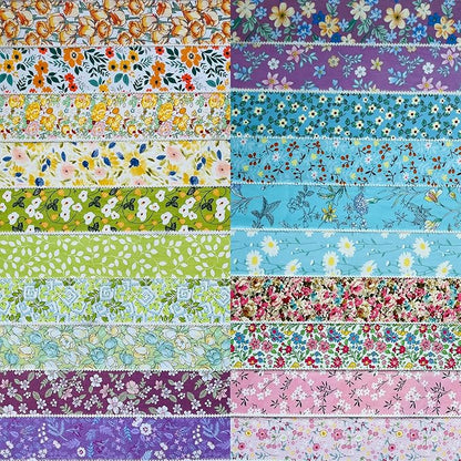 40 Strip Jelly Roll Fabric Strips for Sewing, 100% Cotton Fabric for Quilting Crafting, Precut Fabric Bundles, Patchwork Precut Quilt Squares-2.5" x 44" Rainbow