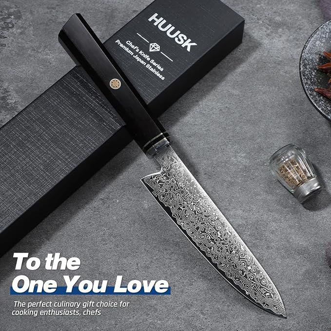 Huusk Damascus Utility Knife Japanese, Gifts for Men Women