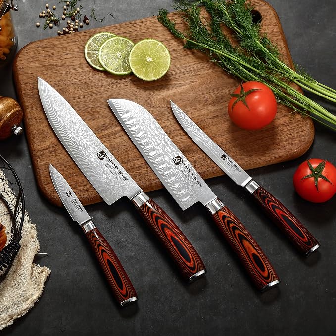 Damascus Paring Knife 3.5" - Professional 67-Layer VG10 Steel, Ultra Sharp 12° Edge Kitchen Utility Knife with Pakkawood Handle & Gift Box for Peeling, Slicing, Garnishing, Fruit Vegetable Prep