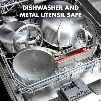 GreenPan Venice Pro 10 Piece Cookware Set, Stainless Steel Non-Toxic PFAS-Free with Ceramic Nonstick Coating, Induction Suitable, Glass Lids, Multi Clad, Dishwasher & Oven Safe, Silver