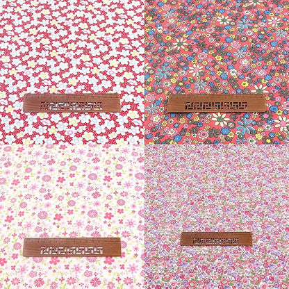 100% Cotton Fabric Squares for Sewing & Quilting - Floral DIY Patchwork Fabric Bundle (20"x20"), Pre-Cut, Red