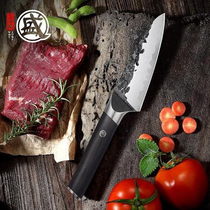 MITSUMOTO SAKARI 4.5-Inch Japanese Paring Knife, SKD-11 Steel | Compact paring knife for peeling, slicing and trimming, 3-layer SKD-11 steel, non-stick coating, pakkawood handle
