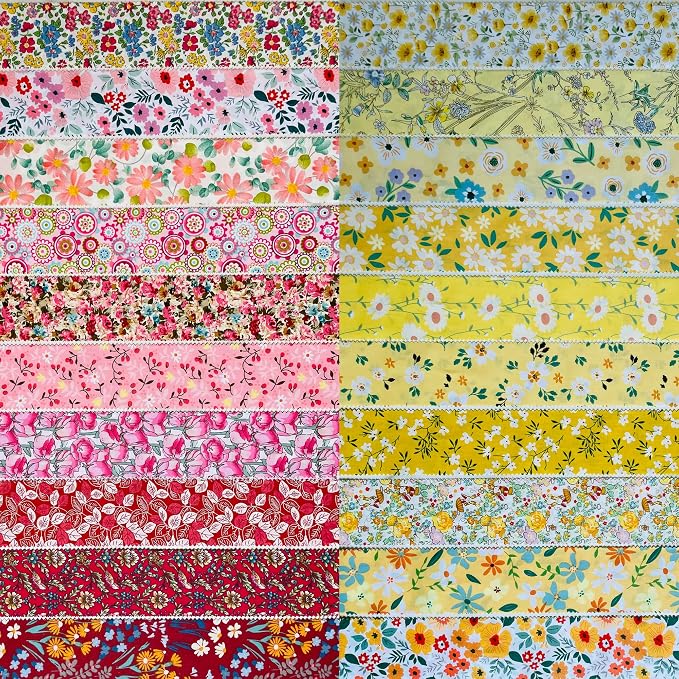 40 Strip Jelly Roll Fabric Strips for Sewing, 100% Cotton Fabric for Quilting Crafting, Precut Bundles, Patchwork Precut Quilt Squares-2.5" x 44" Rising Sun