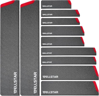 WELLSTAR Knife Edge Guards Set, 11 Piece Universal Blade Covers, BPA Free ABS Protective Blade Sheaths, Non-Scratch Felt Lining Kitchen Knives Covers (Knives not included)