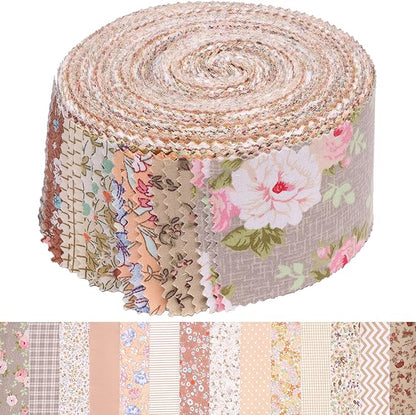 Nodsaw Jelly Rolls for Quilting Clearance 42 Strip 2.5" x 44" - Cotton Jelly Roll Fabric Strips for Quilting, Sewing, Blanket, Rug, Home Decor, and Purse Making, Vintage Light Brown