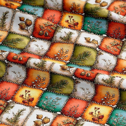 Autumn Forest Patchwork Cotton Fabric Panel – 61 × 36.6 Inches, 100% Cotton 140 GSM, Premium Turkish Printed Fabric for Quilting, Crafts & Home Decor