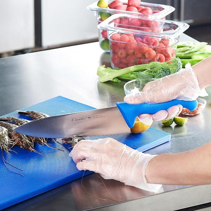 CURTA 6-inch Commercial-Grade Chef's Knife, NSF Listed, Ergonomic, Non-slip Blue Handle, High Carbon 420 Stainless Steel Forged Blade Straight Edge, Dishwasher Safe, Rust Proof