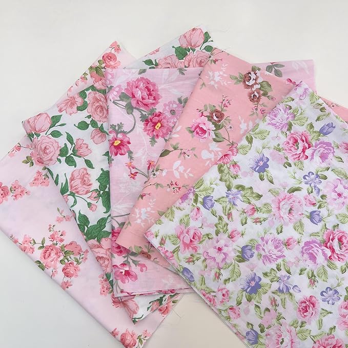 7 pcs 20" x 20" Cotton Fabric DIY Making Supplies Quilting Patchwork Fabric Fat Quarter Bundles DIY for Quilting Cotton Patchwork Cushions (14pcs Light Pink, 20" x 20")