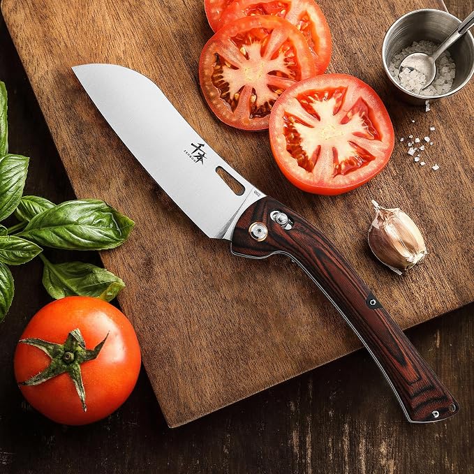 SENBON 440A Stainless Steel Lightweight Ultra Sharp Pocket Folding Chef Knife Peeling Practical Knife Fruit Knife Handle Camping Barbecue Journey Outdoor Portable Kitchen Knife