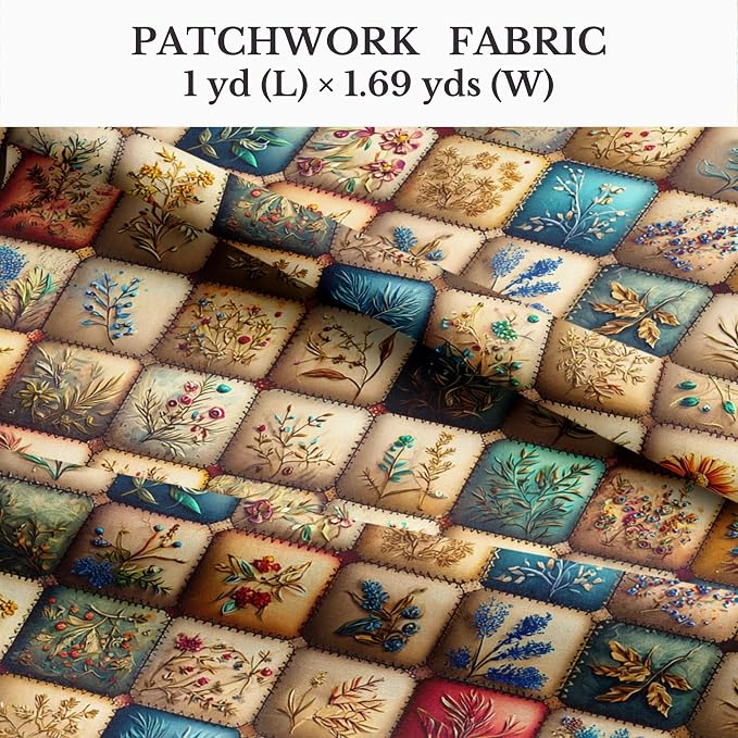 100% Cotton Fabric by the Yard – Turkish Quality Quilting & Sewing Fabric, 1 Yard x 1.69 Yards Wide, Patchwork Cotton for Crafts